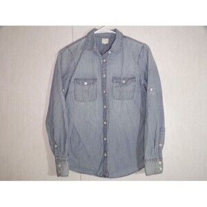 J CREW The Perfect Shirt Womens Denim Long Roll Tab Sleeve Size XS Button Up